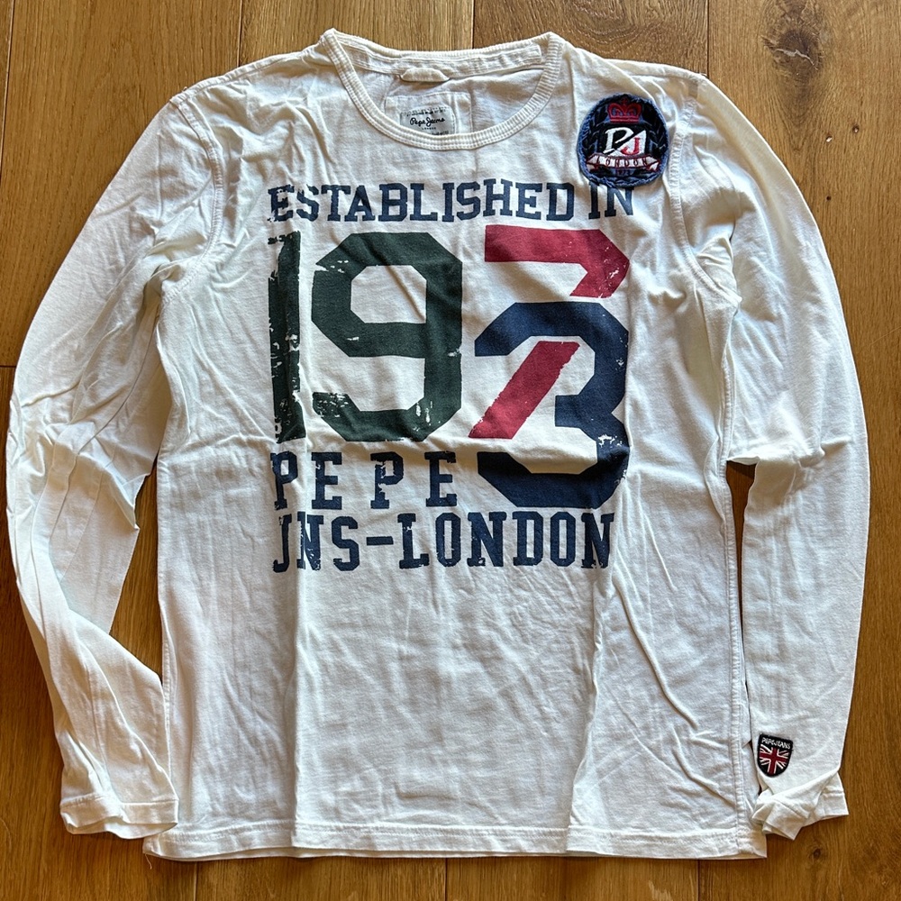 Pepe Jeans Men's White Long Sleeve Shirt with Graphic Print